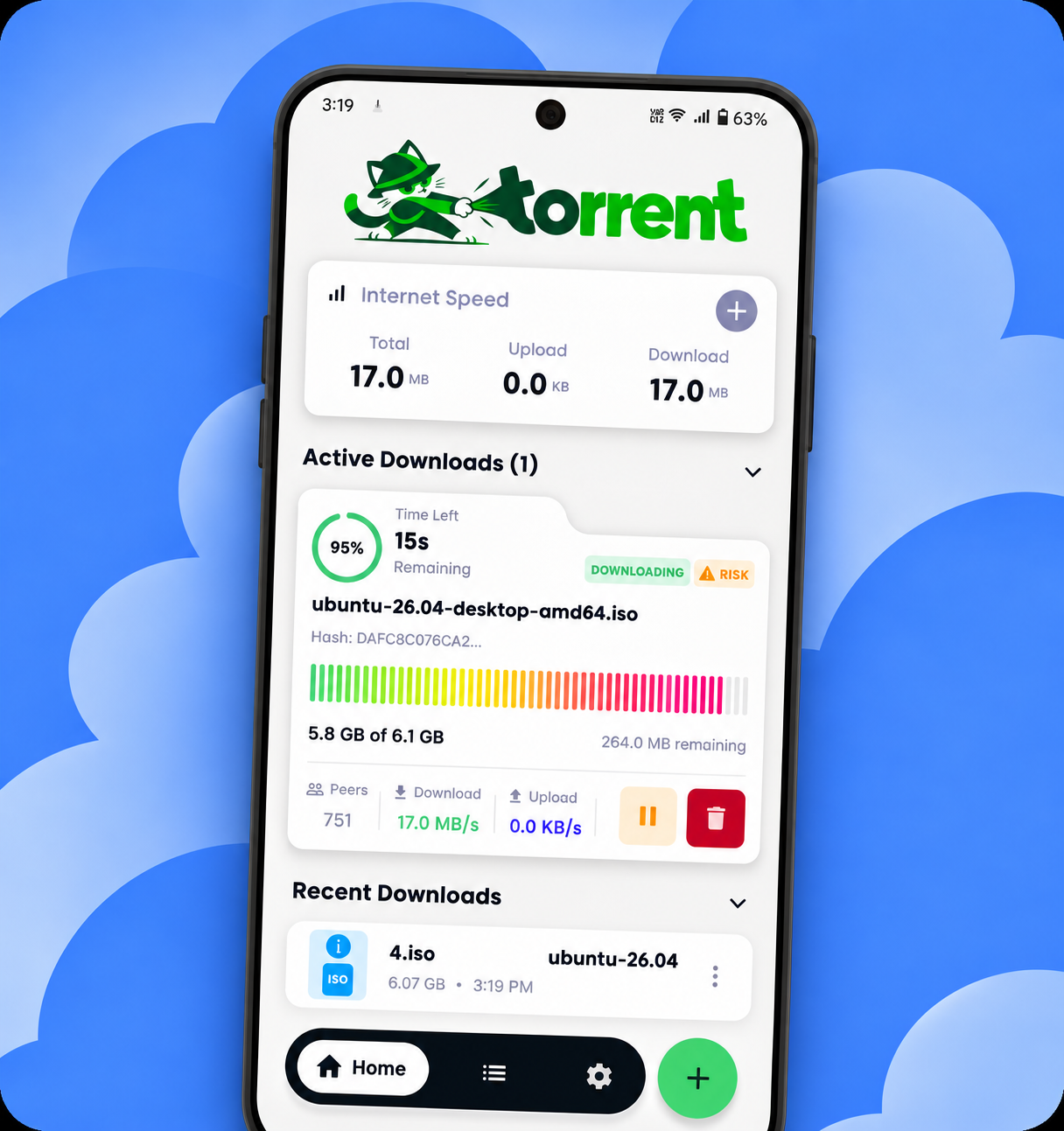 Download Torrents & Magnet Links Instantly — Tomtorrent torrent downloader app screenshot